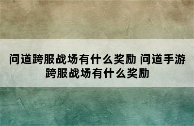 问道跨服战场有什么奖励 问道手游跨服战场有什么奖励